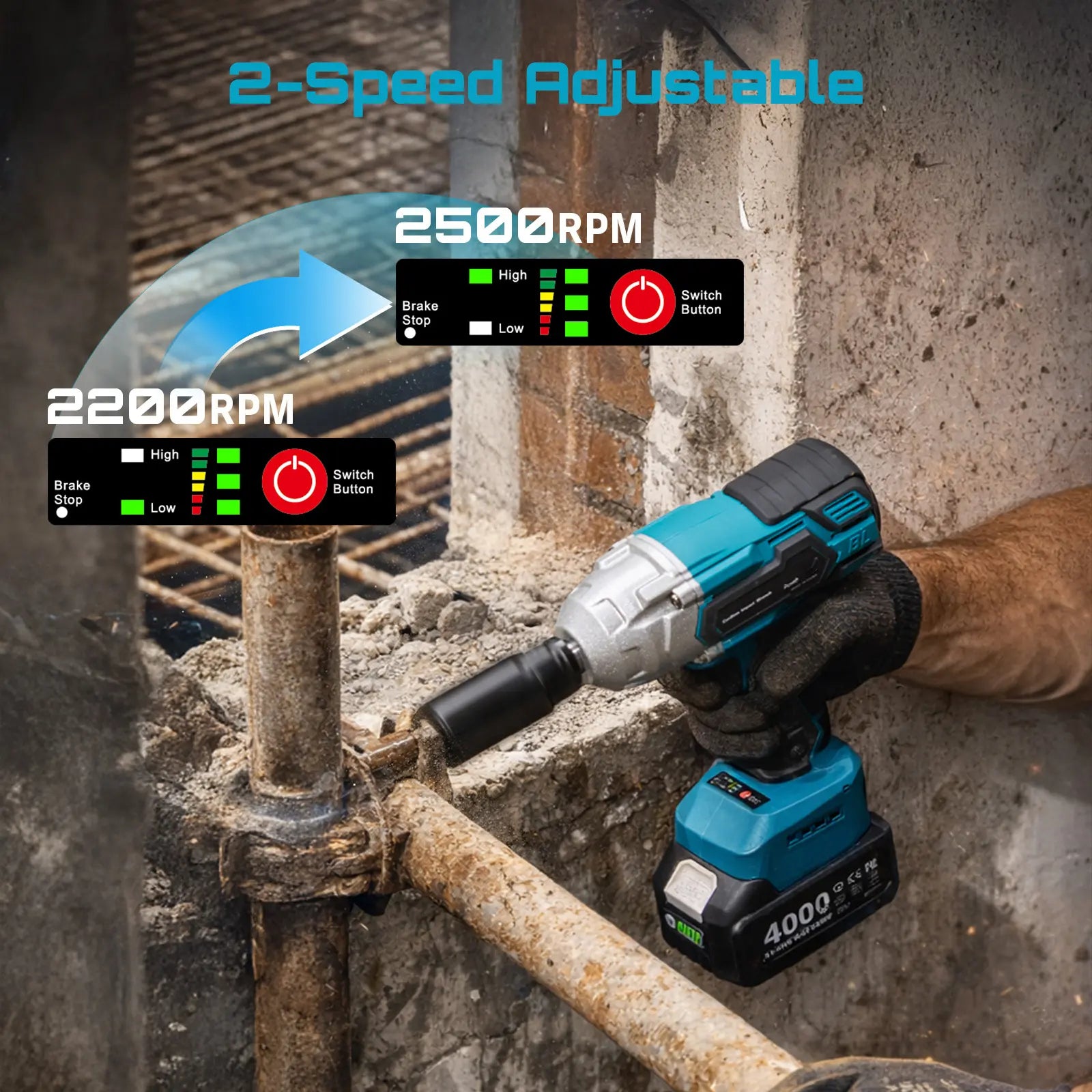 3‑in‑1 Cordless 1/2 Inch Impact Wrench