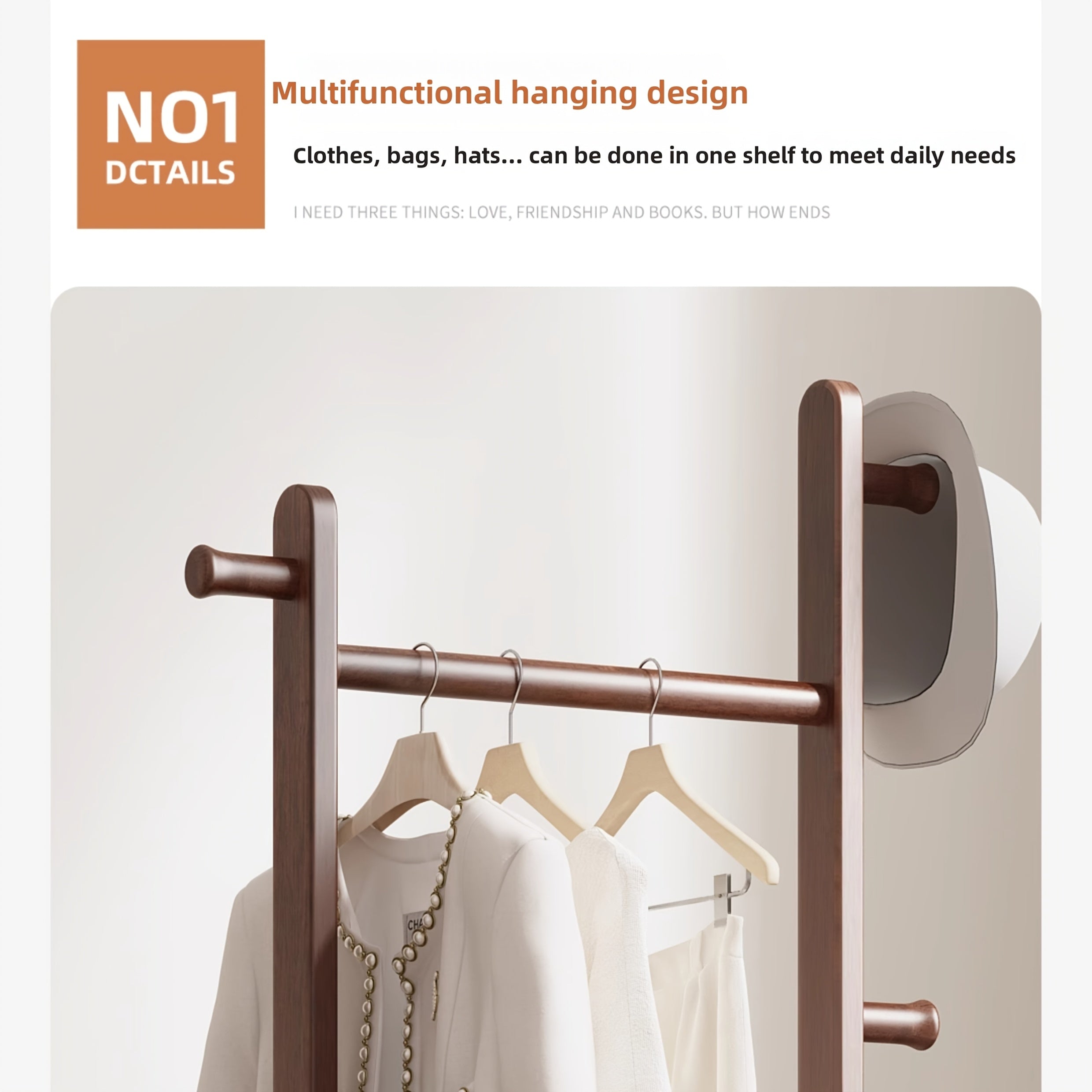 Modern Wooden Freestanding Coat Rack, Umbrella Holder & Shoe Shelf